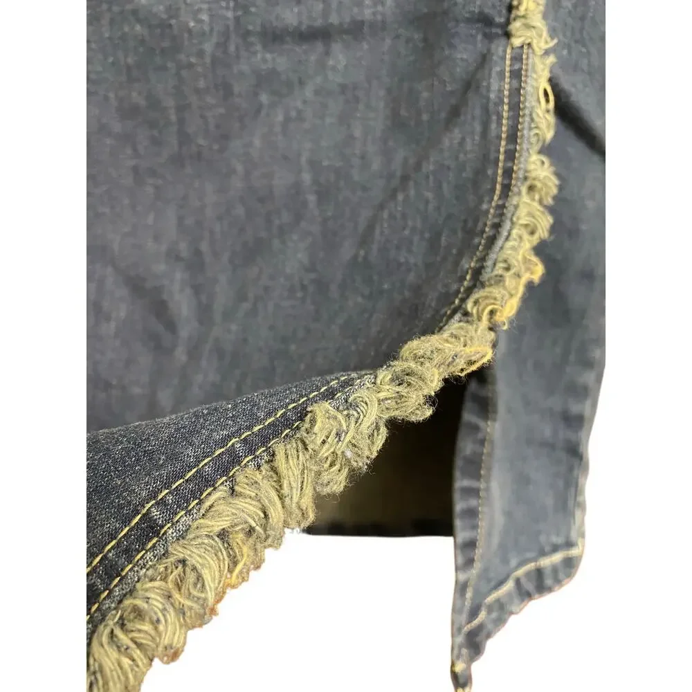 Monterey Bay Vintage Denim Fringed Midi Pencil Skirt size 10